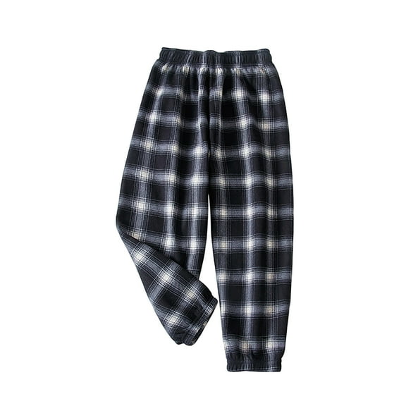 Unisex Kids Plaid Cotton Elastic Waist Winter Pants Toddler Baby Bottoms Active Sweatpants Black 11-12 Years