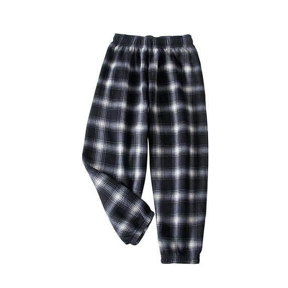 Unisex Kids Plaid Cotton Elastic Waist Winter Pants Toddler Baby Bottoms Active Sweatpants Black 3-4 Years