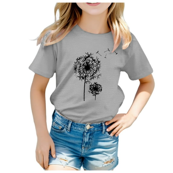 Unisex Kids Printed Tee Vacation Cartoon Cat Boys Girls Funny T-Shirts Top For 3-13Y Casual Child Dailywear