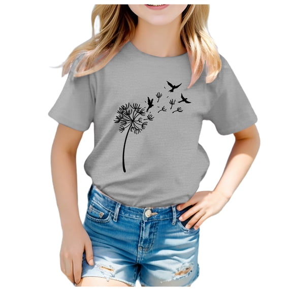 Unisex Kids Printed Tee Vacation Cartoon Cat Boys Girls Funny T-Shirts Top For 3-13Y Casual Child Dailywear