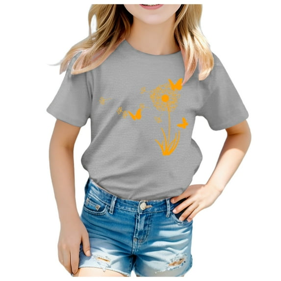Unisex Kids Printed Tee Vacation Cartoon Cat Boys Girls Funny T-Shirts Top For 3-13Y Comfort Child Dailywear