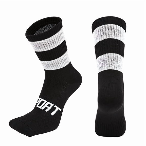 Unisex & Kids Reflective Cycling Socks - Breathable, Wear-Resistant, Suitable for Night Riding/Biking/Running/Fitness, Style A, Size S