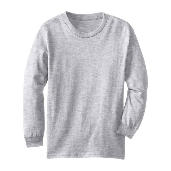 Unisex Kids Regular Fit Youth Long Sleeves Cotton Tshirt - Boys Girls 7-16 Yrs Old - Heather Gray, XS