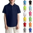 thumbnail image 1 of Unisex Kids School Uniform Polo Moisture Wicking Performance Material Button Closure Black 120, 1 of 5