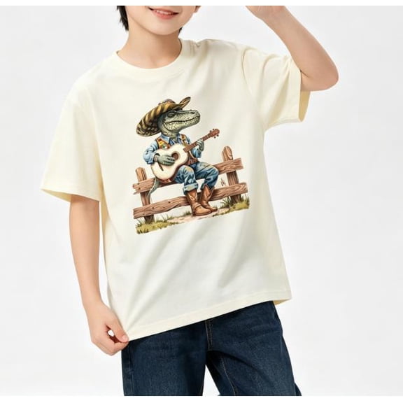 Unisex Kids Short‑Sleeve Crew Neck T‑Shirt,Fun Mr.Lizard Graphic Print Top,Back‑to‑School Casual Outfit for Boys & Girls,0‑13 Years