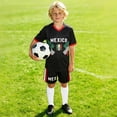 thumbnail image 1 of Unisex Kids Soccer Outfits for Boys Girls Mexico Team Athletic Short Sleeve T Shirt and Shorts Outfit for Youth Sports Apparel Clothes Set 2-14 Years, 1 of 3