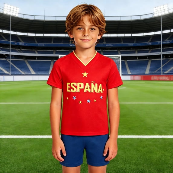 Unisex Kids Soccer Jersey for Boys Girls España Fans Soccer Shirts Football Outfits Gift for Little Athlete 2-14 Years