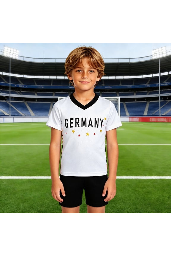 Unisex Kids Soccer for Boys Girls Germany Fans Soccer Shirts Football Outfits Gift for Little Athlete 2-14 Years