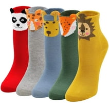 Unisex Kids Socks Soft Cotton Funny Animal Ankle Crew Socks for 2-4/5-7/8-11 Years Old Children Youth Boys Girls Toddler,5 Pairs