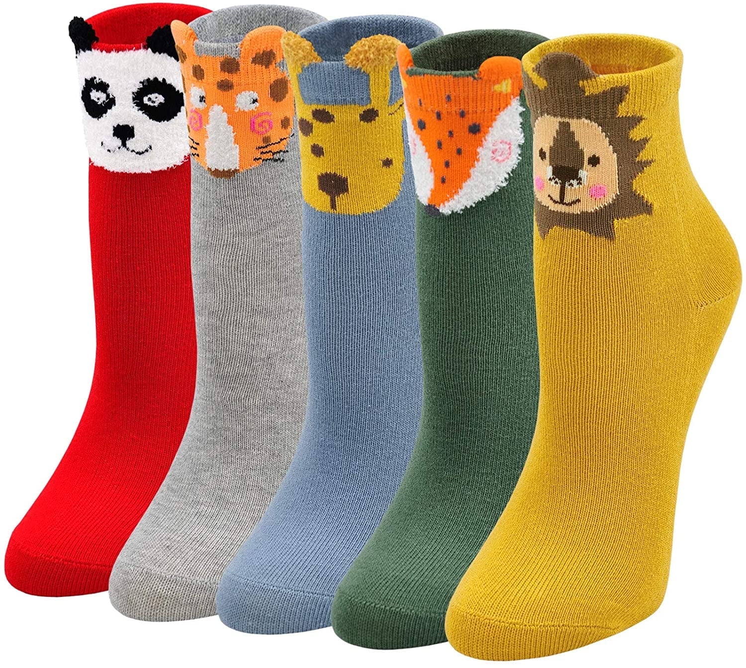 Unisex Kids Socks Soft Cotton Funny Animal Ankle Crew Socks for 5-7 Years Old Children Youth Boys Girls Toddler,5 Pairs