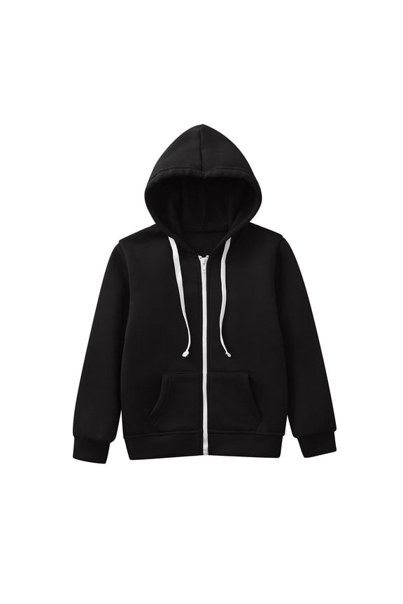 Unisex Kids Soft Brushed Basic Hooded Drawstring Sweatshirt Full Zip up Hoodie for Boys or Girls Size 7 Years-8 Years