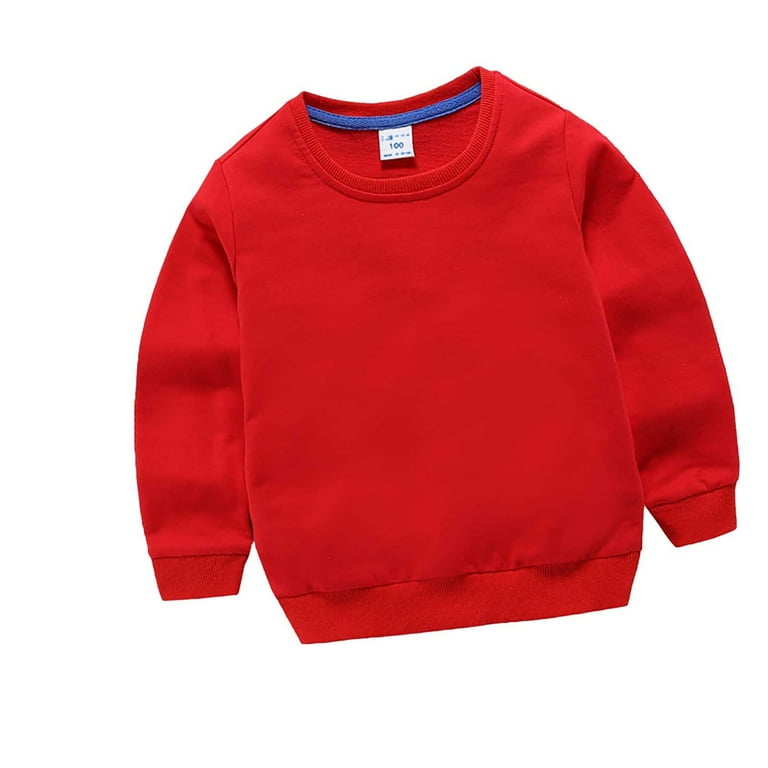 Unisex Kids Solid Cotton Blend Pullover Sweatshirt T Shirt Toddler Baby Crewneck Sweatshirt Long Sleeve Tshirts Tops Blouse