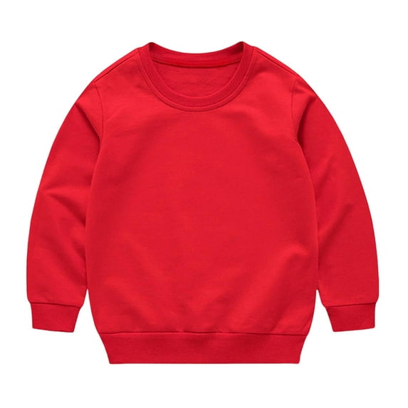 Unisex Kids Solid Cotton Thin Pullover Sweatshirt T-Shirt Toddler Lightweigh Crewneck Long Sleeve Tshirts Tops