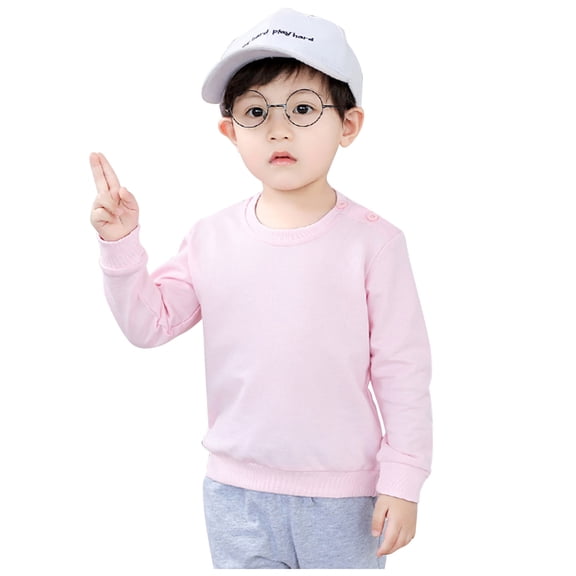 Unisex Kids Solid Cotton Thin Sweatshirt T-Shirt Toddler Baby Crewneck Long Sleeve Tshirts Tops Blouse