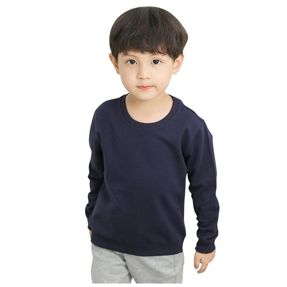 Unisex Kids Solid Cotton Thin Sweatshirt T-Shirt Toddler Baby Crewneck Long Sleeve Tshirts Tops Blouse