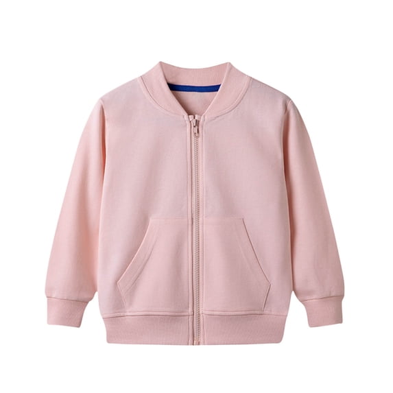 Boys Girls Fall Winter Knitted Cardigan Jacket, Cotton Solid Color Long Sleeve Casual Outerwear for Medium Big Kids Daily Coat Pink 5-6 Years