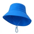 thumbnail image 1 of Unisex Kids Solid UPF 50+ Lightweight Adjustable Fisherman Sun Hat Wide Brim for Outdoor Summer Beach Play Blue 3 Years-8 Years, 1 of 4