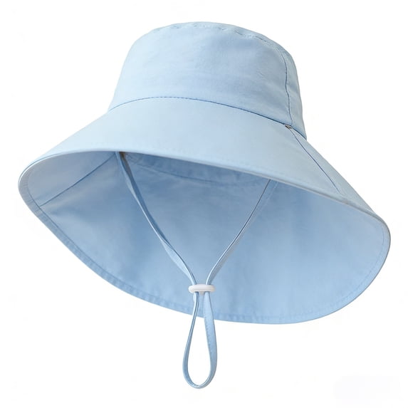 Unisex Kids Solid UPF 50+ Lightweight Adjustable Fisherman Sun Hat Wide Brim for Outdoor Summer Beach Play Light Blue 3 Years-8 Years