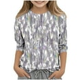 thumbnail image 1 of Unisex Kids Spring Tops Crew Neck Loose Fit Fall Trendy Shirts Flower Pattern 3/4 Sleeve Blouses for Girls Dressy Casual Tunic Tops Lightweight Basic Tees, 1 of 5