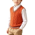 thumbnail image 1 of Unisex Kids Sweater Vests Boys Girls V-Neck Tank Tops Children's Fall Sleeveless Vest Shirts Cute Solid Embroidery School Uniform Waistcoat, 1 of 9