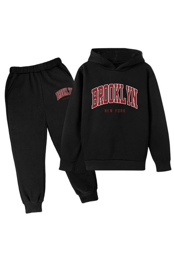 Unisex Kids Sweatsuit Hop Hoodie Suit Letter Print Hooded Sweatshirt Pullover Tops Jogger Pants Winter Fall 2 Piece Outfits For Boys Girls