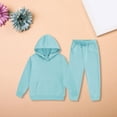 thumbnail image 1 of Unisex Kids Tracksuit Set, Solid Pullover Hoodie & Jogger Sweatpants 2 Piece Sweatsuit, Teen Boys Girls Plain Hooded Casual Sportswear Outfit (Light Blue, 18-24 Months), 1 of 9