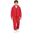 thumbnail image 1 of Unisex Kids Tracksuit Set, Zip Up Hoodie & Sweatpants 2 Piece Sweatsuit, Teen Boys Girls Athletic Fleece Sweat Suit, Casual Hooded Jogger Sportswear Outfit (Red, 10-11 Years), 1 of 7