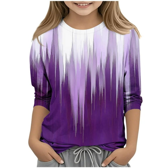 Unisex Kids Tunic Tops 3/4 Sleeve Loose Fit Floral Pattern Summer Trendy Shirts Blouses for Girls Dressy Casual Round Neck Spring Tops Lightweight Basic Tees