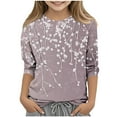 thumbnail image 1 of Unisex Kids Tunic Tops 3/4 Sleeve Loose Fit Flower Pattern Spring Tops Blouses for Girls Dressy Casual Fall Fashion Shirts Crew Neck Lightweight Basic T-Shirts, 1 of 5