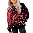 thumbnail image 1 of Unisex Kids' Valentine's Day Hoodie Boys Girls Heart Print Long Sleeve Pullover Festive Casual Sweatshirt Top with Pockets, 1 of 6