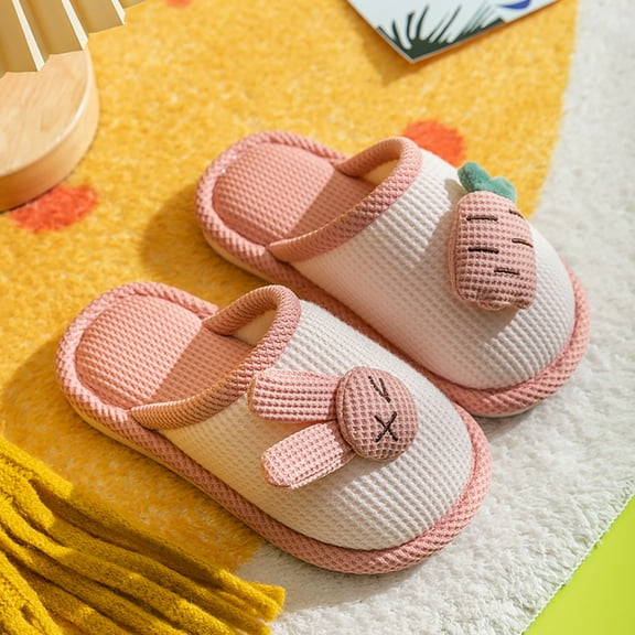 Unisex Kids Warm Slippers Memory Foam Home Slides for Girls Boys Comfortable Soft Winter Indoor Outdoor Shoes Plush Band