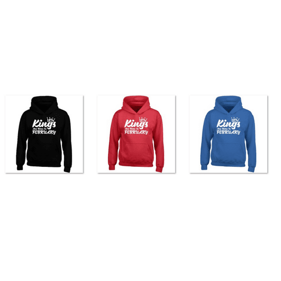 Unisex Kings Are Born In February Printed Design Hoodie Birthday Party Hoodie Long Sleeve Sweatshirt Soft and Comfy Hoodie, Lightweight Hoodie Royal Blue 3X-Large
