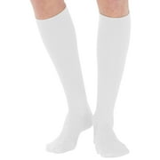 Unisex Knee High Compression Socks 20-30mmHg for Varicose Veins, White, X-Large
