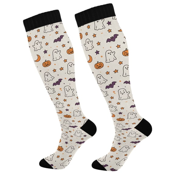 Unisex Knee High Socks, Cute Bat Printed Socks, Long Running Socks for Men & Women (1 Pair)