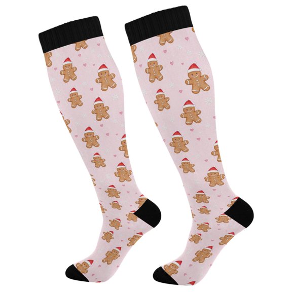 Unisex Knee High Socks, Ginger-pink Printed Socks, Long Running Socks for Men & Women (1 Pair)