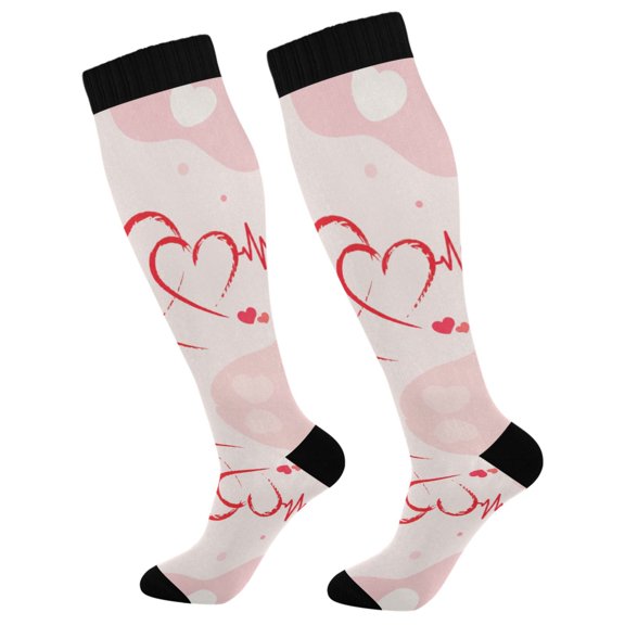 Unisex Knee High Socks, Heartbeat Printed Socks, Long Running Socks for Men & Women (1 Pair)