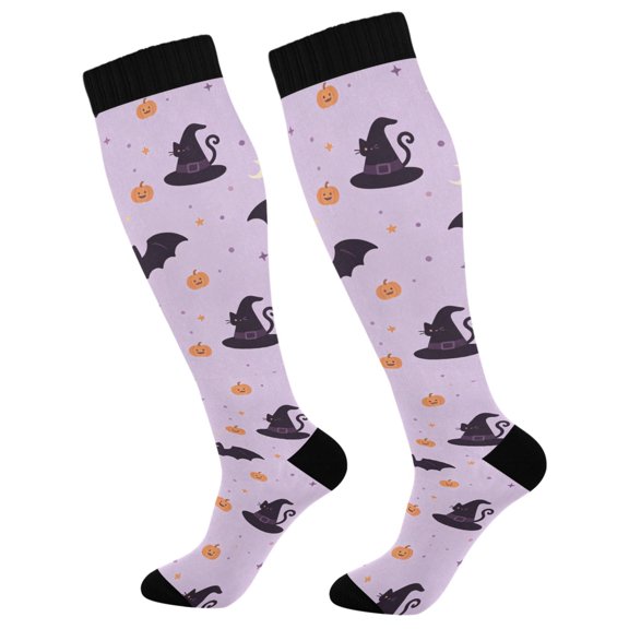 Unisex Knee High Socks, Lavender Halloween Printed Socks, Long Running Socks for Men & Women (1 Pair)