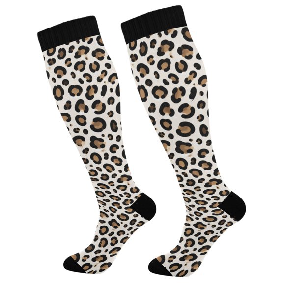 Unisex Knee High Socks, Leopard Printed Socks, Long Running Socks for Men & Women (1 Pair)