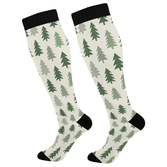 Unisex Knee High Socks, Pine Tree Printed Socks, Long Running Socks for Men & Women (1 Pair)