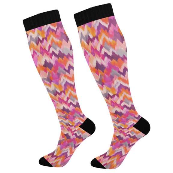 Unisex Knee High Socks, Pink-peak Printed Socks, Long Running Socks for Men & Women (1 Pair)