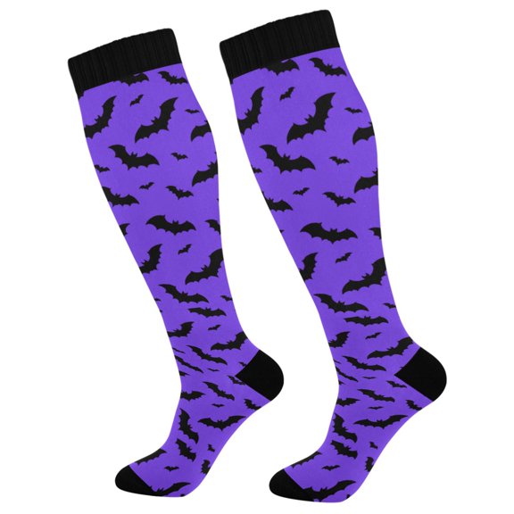 Unisex Knee High Socks, Purple Bat Printed Socks, Long Running Socks for Men & Women (1 Pair)
