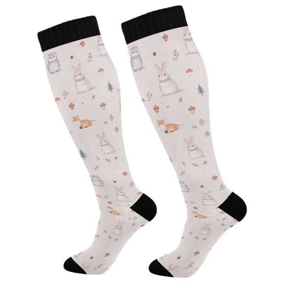 Unisex Knee High Socks, Woodland Printed Socks, Long Running Socks for Men & Women (1 Pair)