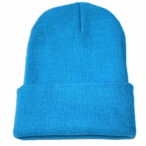 Unisex Knit Beanie Hat, Soft Acrylic Winter Skull Cap for Men and Women, Stretchable Warm Hat for Cold Weather, Ski, Hip Hop, and Daily Wear-Sky Blue