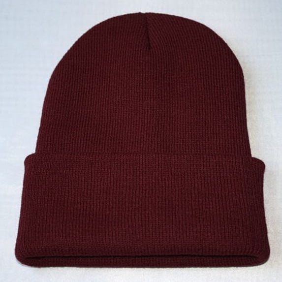 Unisex Knit Beanie Hat, Soft Acrylic Winter Skull Cap for Men and Women, Stretchable Warm Hat for Cold Weather, Ski, Hip Hop, and Daily Wear-Wine