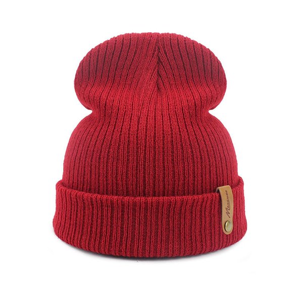 Unisex Knit Beanie Hat, Stretchable Stocking Cap, Solid Color Winter Beanie, Warm Fleece Lined Cap, Outdoor Sports Beanie, Casual Everyday Beanie, Soft Stretch Knit Cap - Red