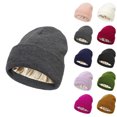 thumbnail image 1 of Unisex Knit Beanie Hat with Silk Lining Soft Slouchy Warm Acrylic Winter Hats Cuffed Skull Beanie for Women Men Dark Gray S, 1 of 3