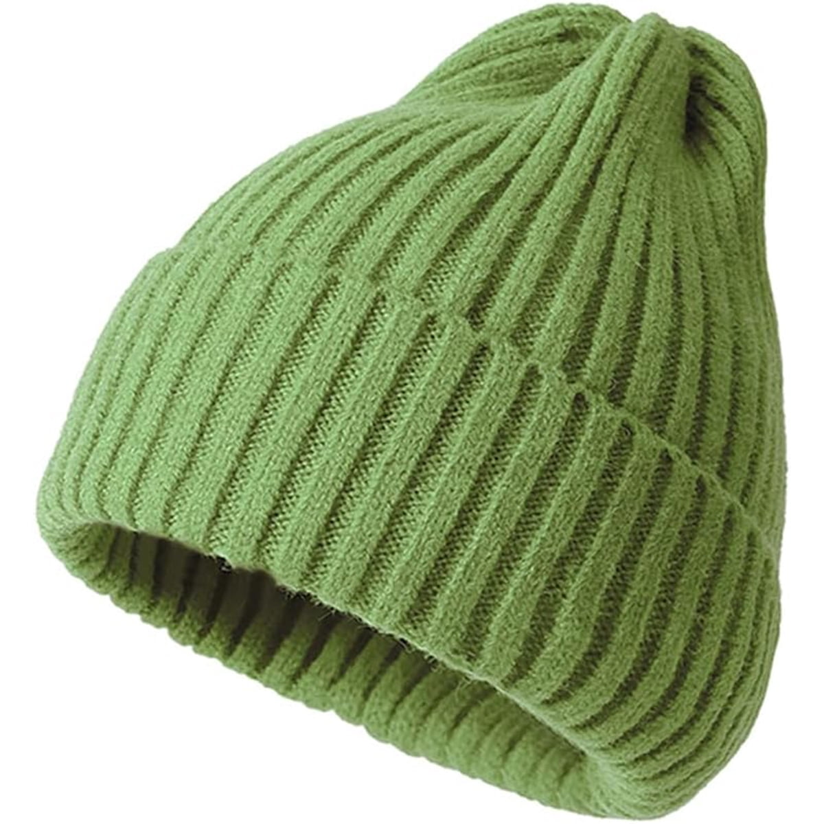 Women\'s Knitted Beanie Green Cozy Skull Ski Hats Cap Winter Warm Slouchy Design Gymreapers Ribbed Knit Skull Beanie - Green main image 3
