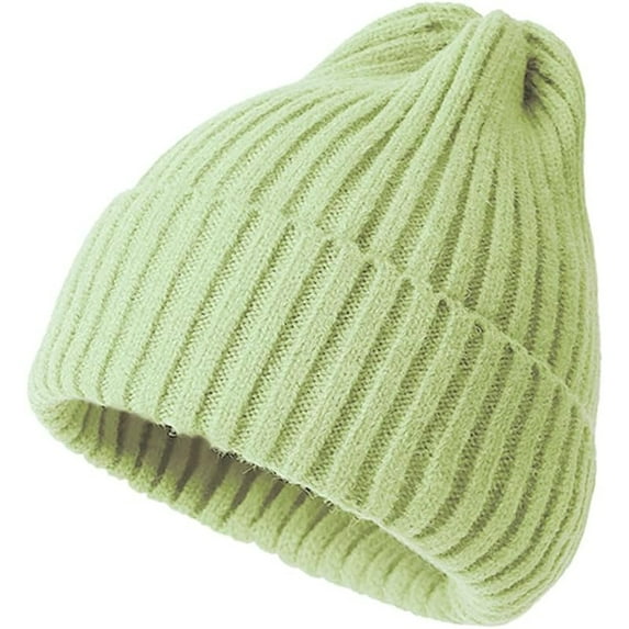 Unisex Knit Beanie Hats Winter Warm Stretchy Slouchy Skull Beanie Caps for Women Men (Light Green)