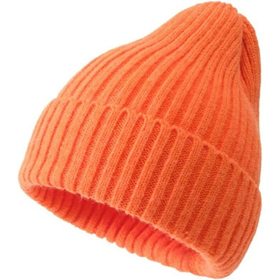 Unisex Knit Beanie Hats Winter Warm Stretchy Slouchy Skull Beanie Caps for Women Men (Orange)