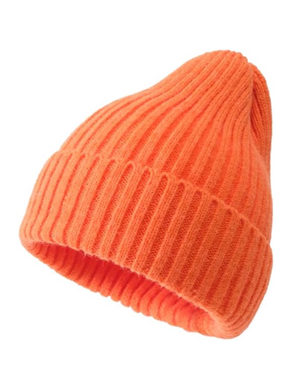 Unisex Knit Beanie Hats Winter Warm Stretchy Slouchy Skull Beanie Caps for Women Men (Orange)